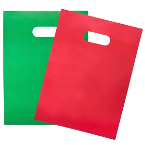 200 Red & Green Merchandise Bags1.5Mil Thick 100 Red and 100 Green 9"x12" Glossy Suitable for Retail And Boutique With Handles