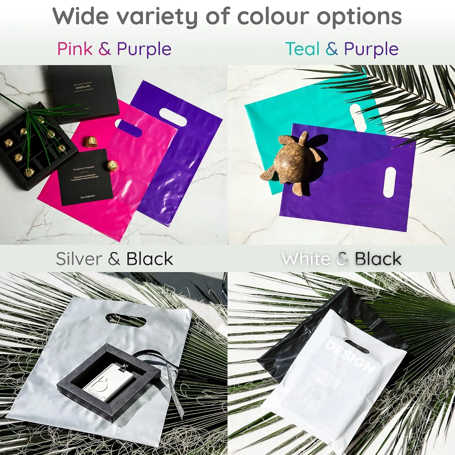 200 Red & Green Merchandise Bags1.5Mil Thick 100 Red and 100 Green 9"x12" Glossy Suitable for Retail And Boutique With Handles