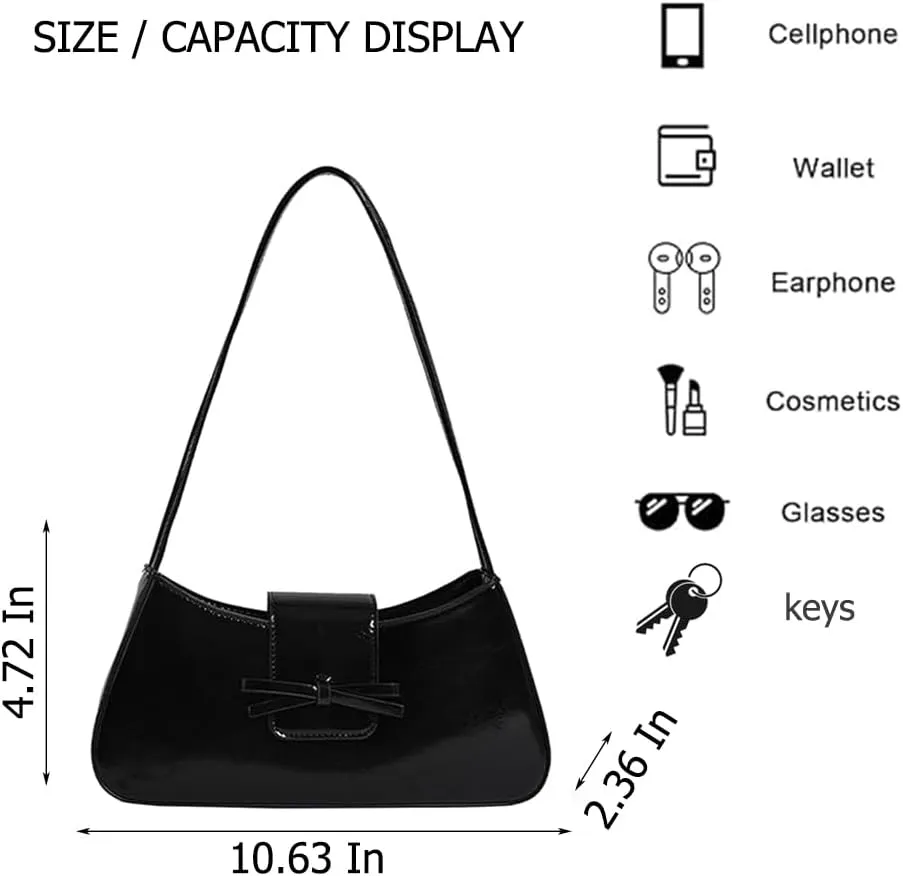 2025 Shoulder Bags for Women Small Y2K Purse Hobo Bags Vegan Leather Handbag Clutch Purse With Bow