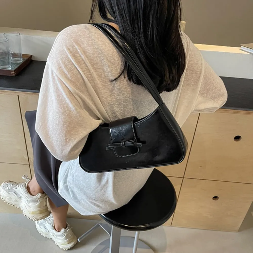 2025 Shoulder Bags for Women Small Y2K Purse Hobo Bags Vegan Leather Handbag Clutch Purse With Bow