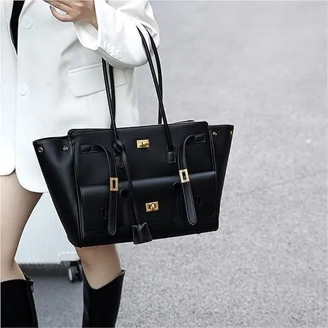 2025 Tote Wing Spacious Bag Black Shopping Bag Handbag Large Capacity Commuter Shoulder