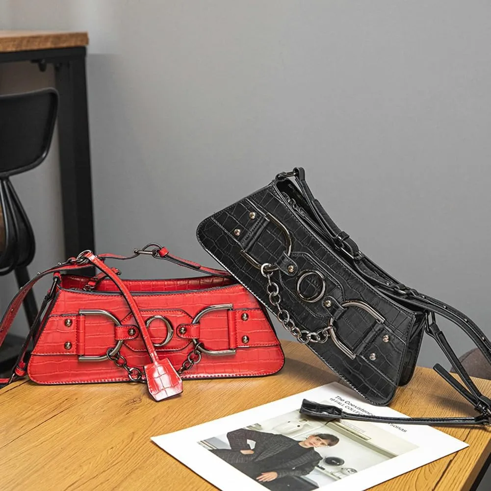 2025 Trendy Underarm Shoulder Bag Women Y2K Handbag Rivet Punk Hobo Studded Purse Vintage Designer Chain Crossbody Bags