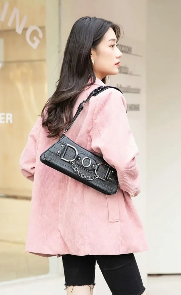 2025 Trendy Underarm Shoulder Bag Women Y2K Handbag Rivet Punk Hobo Studded Purse Vintage Designer Chain Crossbody Bags