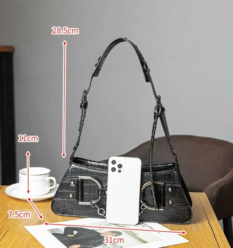 2025 Trendy Underarm Shoulder Bag Women Y2K Handbag Rivet Punk Hobo Studded Purse Vintage Designer Chain Crossbody Bags
