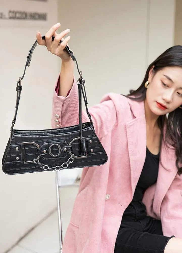2025 Trendy Underarm Shoulder Bag Women Y2K Handbag Rivet Punk Hobo Studded Purse Vintage Designer Chain Crossbody Bags