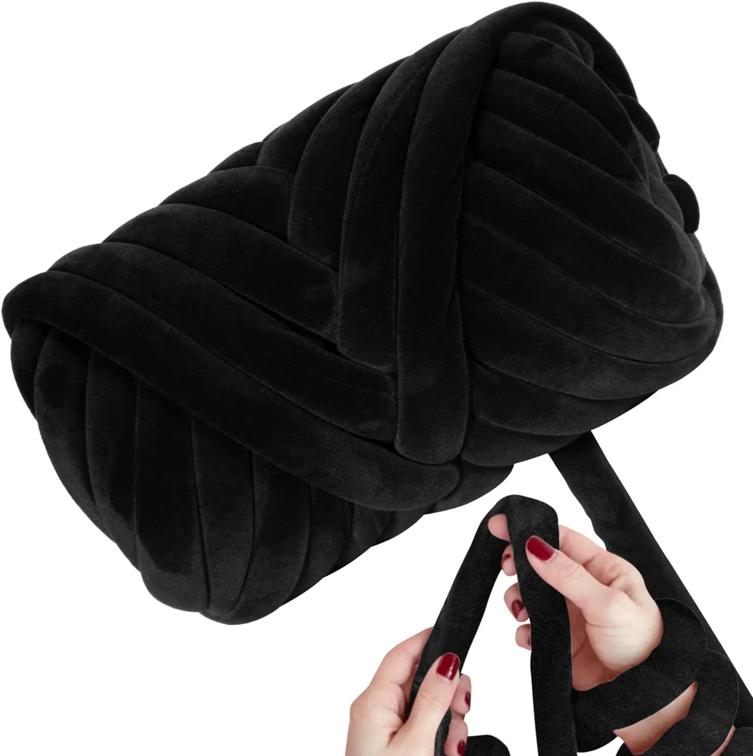 2.2 LBS of Super Soft Velvet Bulky Yarn for Hand Knitting Blanket, Pillows, Handbag, DIY, Black, 36 Yards, Arm Knitting Yarn for Chunky Braided Knot Throw Blanket, Weave Craft Crochet