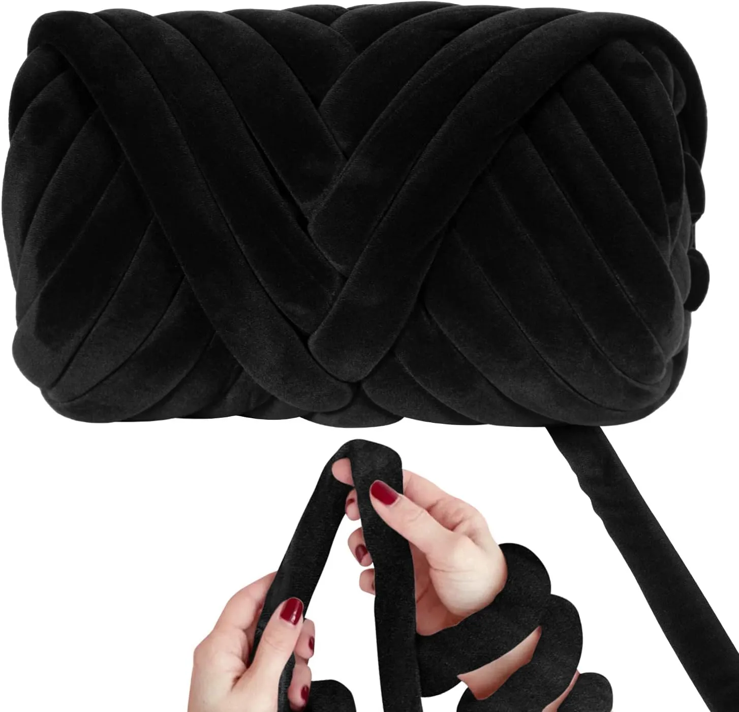 2.2 LBS of Super Soft Velvet Bulky Yarn for Hand Knitting Blanket, Pillows, Handbag, DIY, Black, 36 Yards, Arm Knitting Yarn for Chunky Braided Knot Throw Blanket, Weave Craft Crochet
