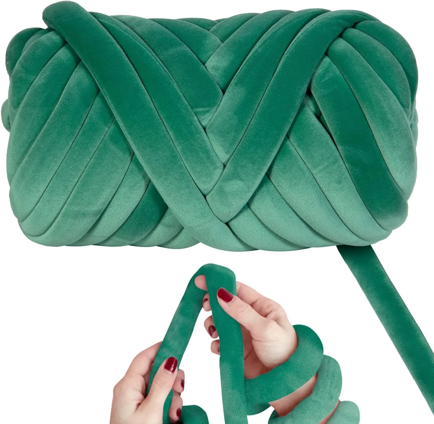 2.2 LBS of Super Soft Velvet Bulky Yarn for Hand Knitting Blanket, Pillows, Handbag, DIY, Pine Green, 36 Yards, Arm Knitting Yarn for Chunky Braided Knot Throw Blanket, Weave Craft Crochet