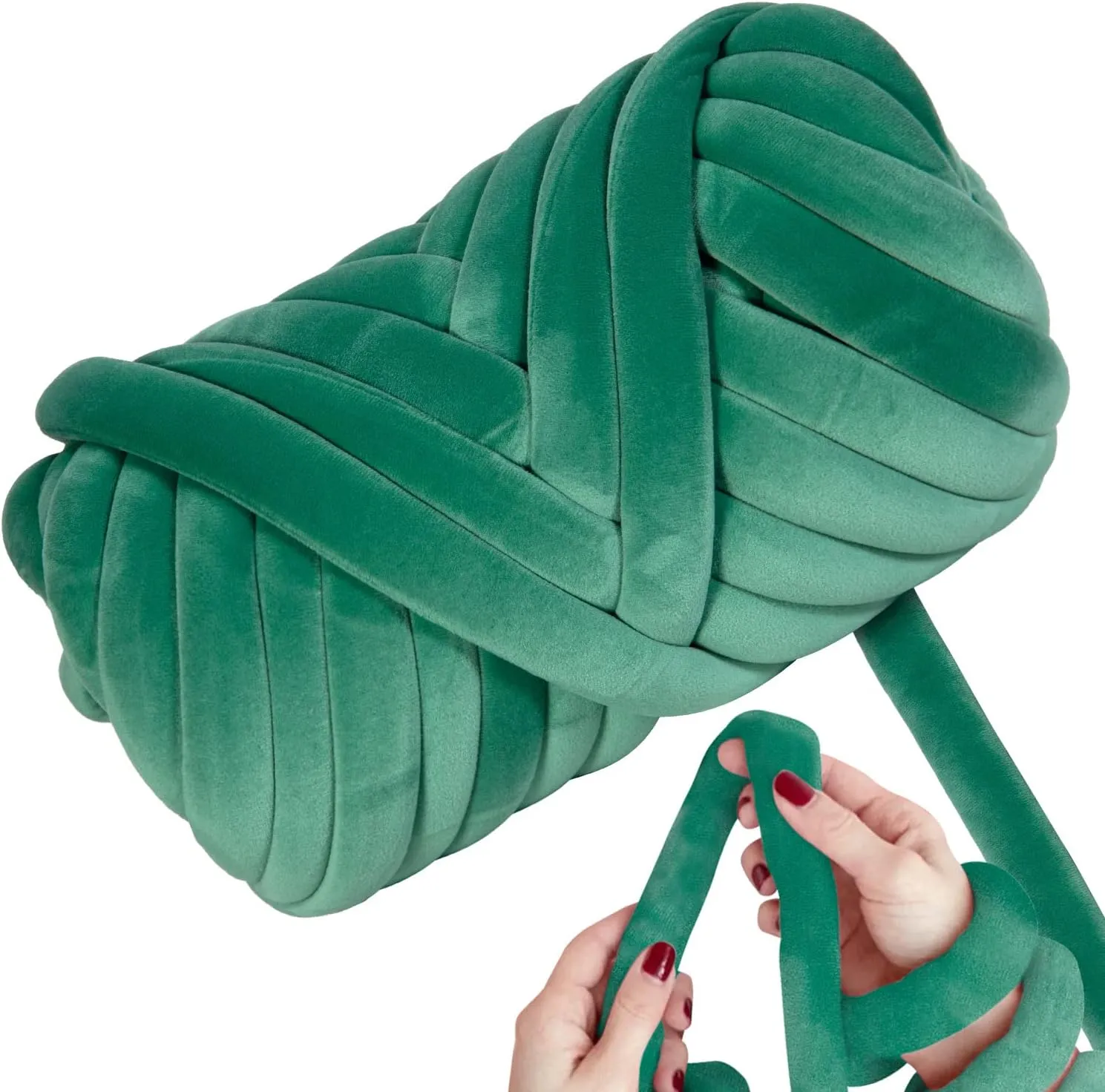 2.2 LBS of Super Soft Velvet Bulky Yarn for Hand Knitting Blanket, Pillows, Handbag, DIY, Pine Green, 36 Yards, Arm Knitting Yarn for Chunky Braided Knot Throw Blanket, Weave Craft Crochet