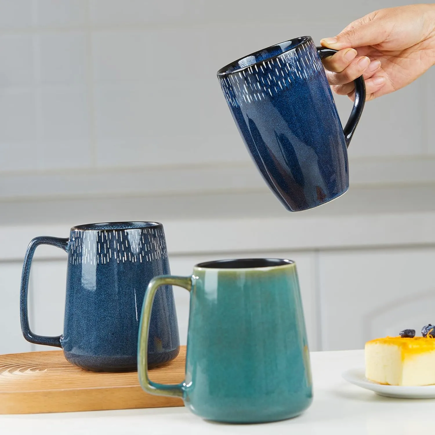 24 OZ Extra Large Ceramic Coffee Mug, Jumbo Coffee Mugs, Big Tea Cups with a Large Handle for Office and Home, Microwave and Dishwasher Safe (24 OZ Green)