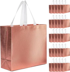 25 Pack Rose Gold Gift Bags for Wedding Bachelorette Party Bulk Cloth Reusable Gift Bag Medium Size for Birthday Christmas Gifts Wrapping