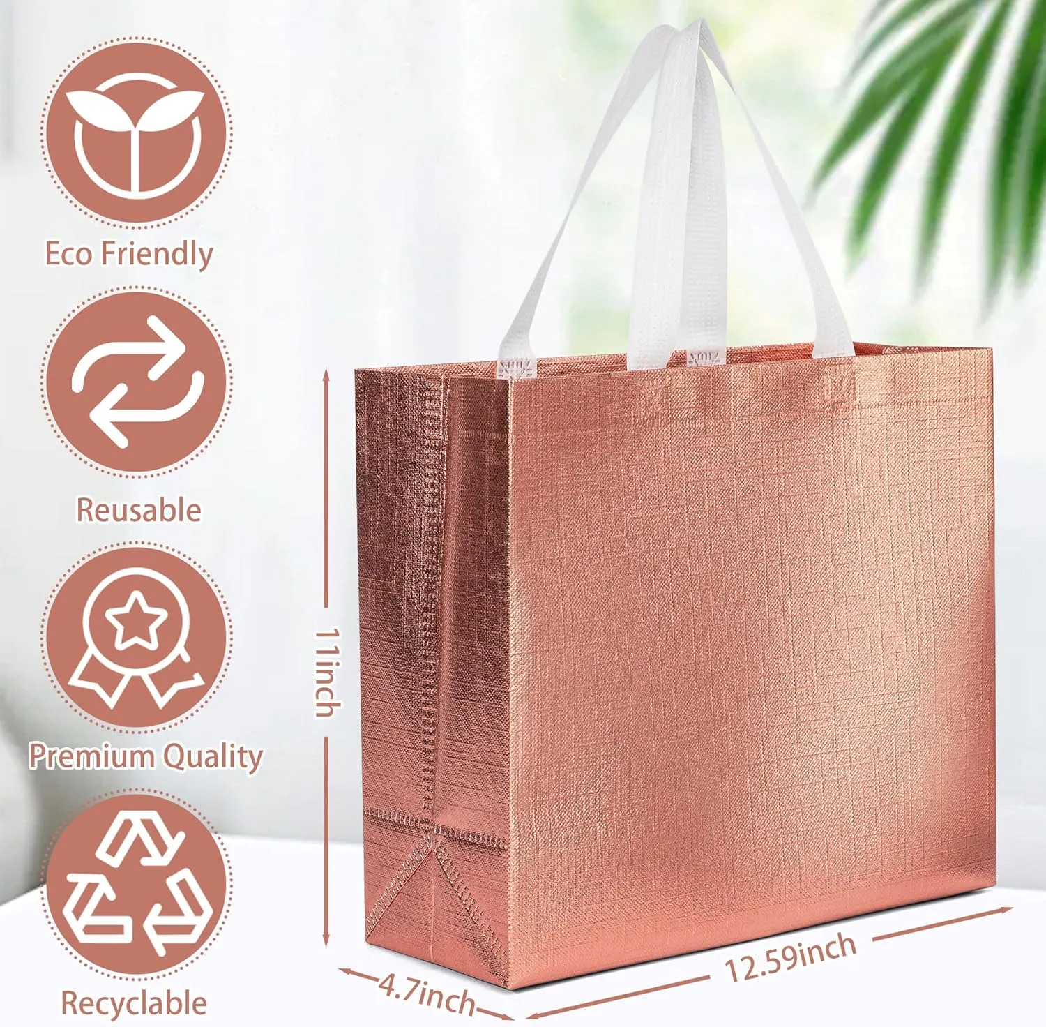 25 Pack Rose Gold Gift Bags for Wedding Bachelorette Party Bulk Cloth Reusable Gift Bag Medium Size for Birthday Christmas Gifts Wrapping