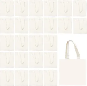 25 Pcs Mini Tote Bag Reusable Grocery Bags Blank Canvas Tote Bags DIY Sacks Gift Bags for Kids DIY Craft Party Favors (8.5 x 8 Inch)