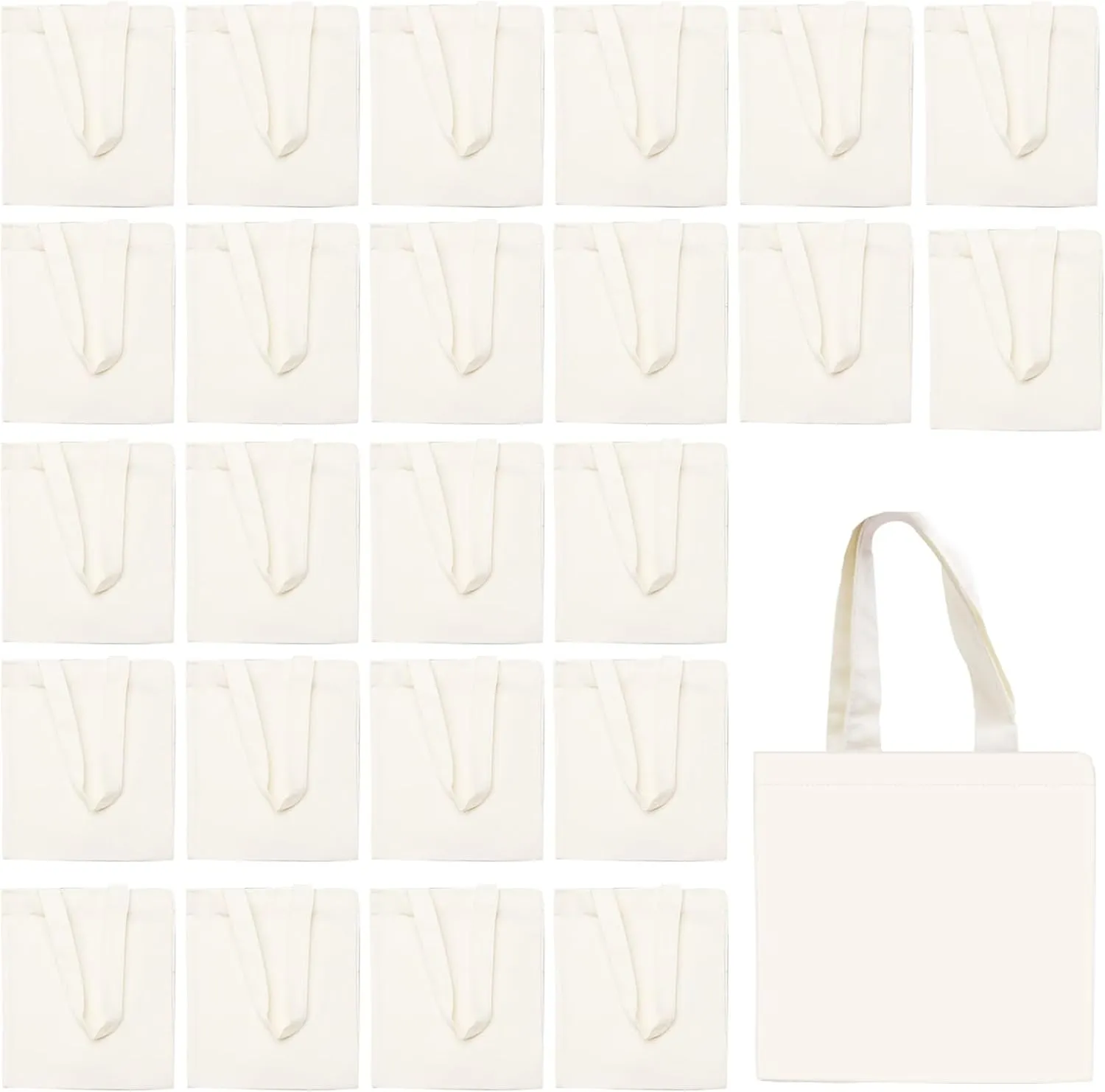 25 Pcs Mini Tote Bag Reusable Grocery Bags Blank Canvas Tote Bags DIY Sacks Gift Bags for Kids DIY Craft Party Favors (8.5 x 8 Inch)