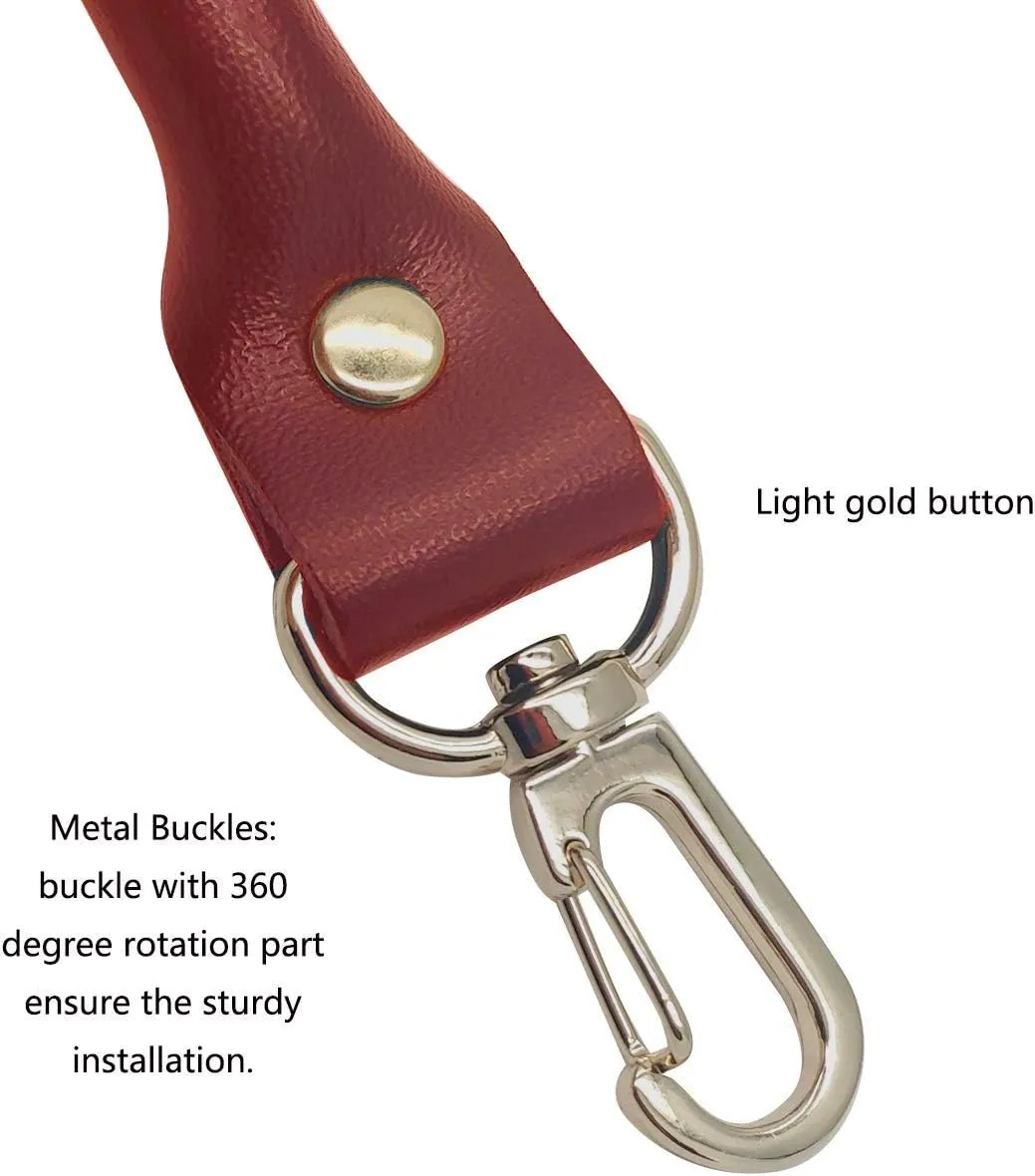 2pcs 16" Leather Replacement Shoulder Strap for Handbags Purse Bags Laptop Bag—Burgundy Leather and Golden Clasp