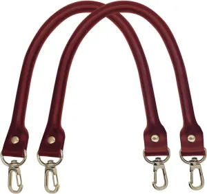 2pcs 16" Leather Replacement Shoulder Strap for Handbags Purse Bags Laptop Bag—Burgundy Leather and Golden Clasp