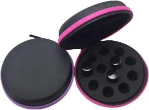 2Pcs Essential Oil Carry Case Portable Storage Bag for Round Bottles Random Color Solid Construction Travel Friendly Design Against Bumps