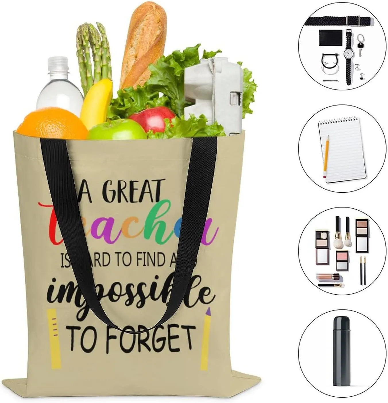 2pcs Teacher Gifts for Women & Men | Canvas Reusable Tote Bag