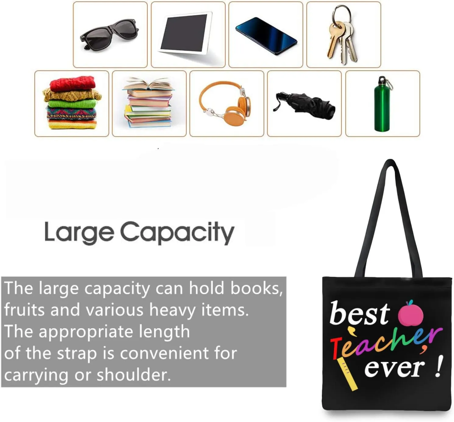 2pcs Teacher Gifts for Women & Men | Canvas Reusable Tote Bag