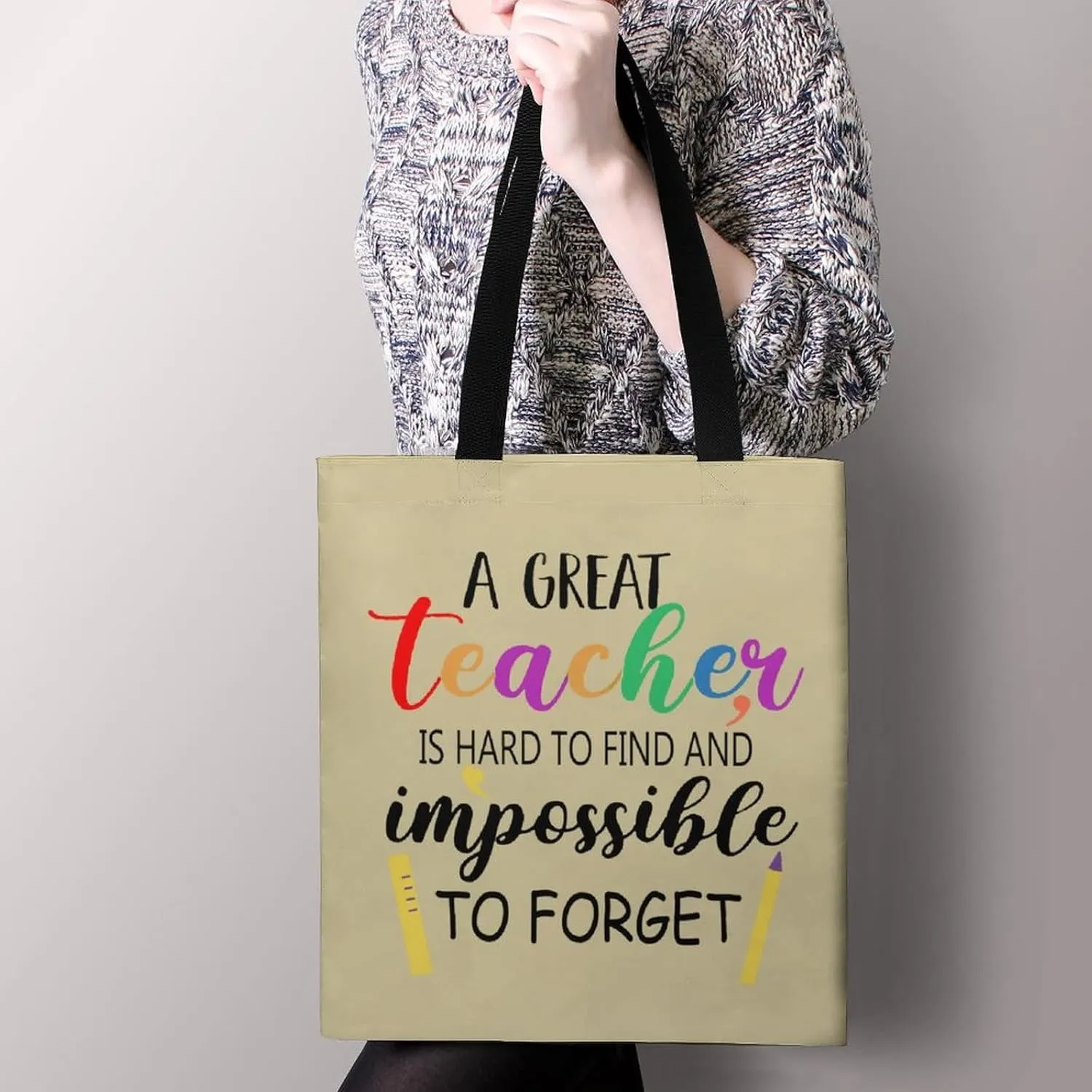 2pcs Teacher Gifts for Women & Men | Canvas Reusable Tote Bag