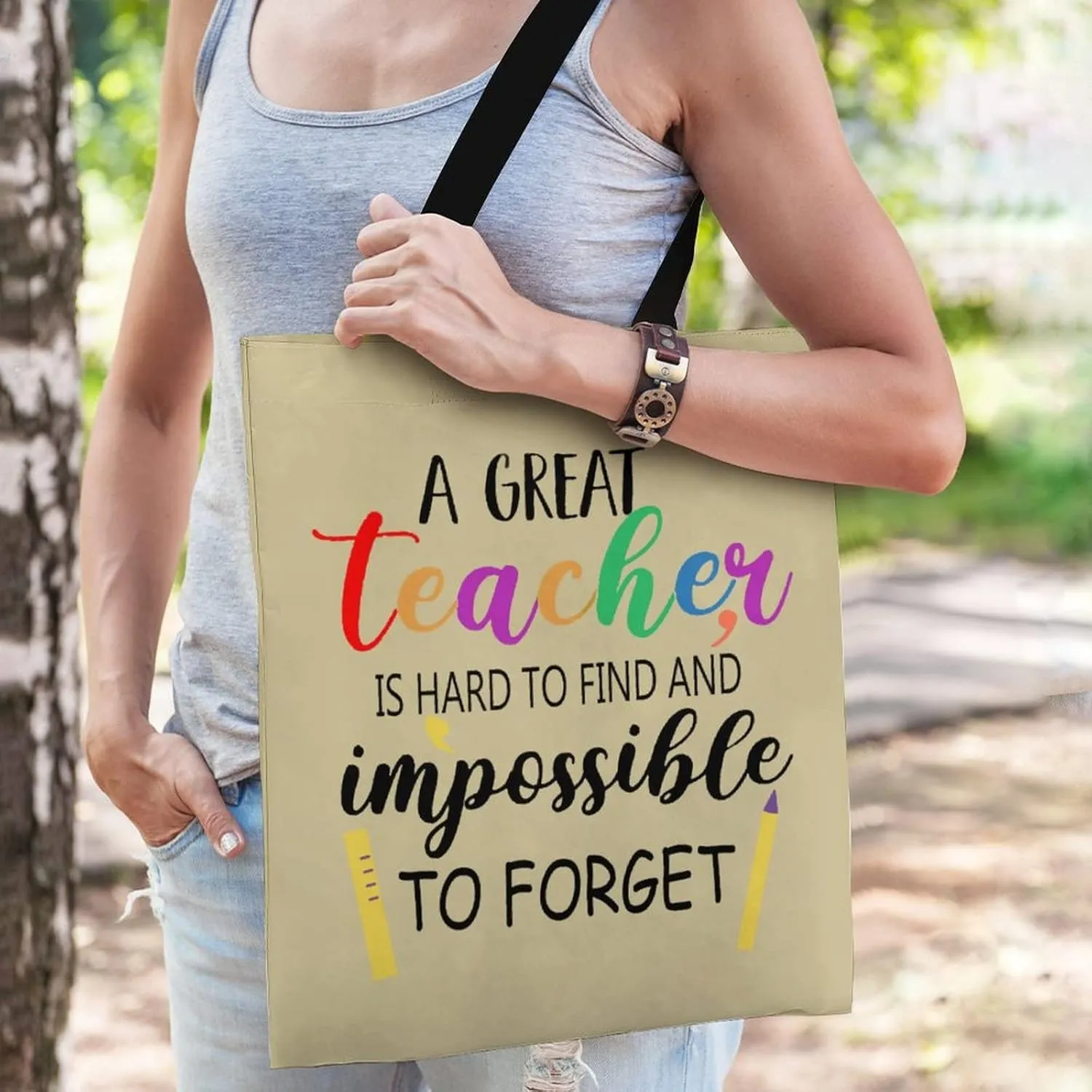 2pcs Teacher Gifts for Women & Men | Canvas Reusable Tote Bag