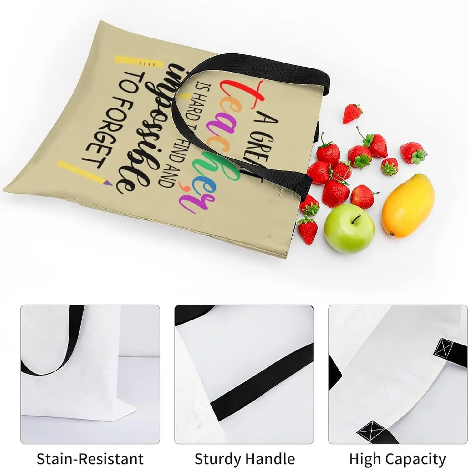 2pcs Teacher Gifts for Women & Men | Canvas Reusable Tote Bag
