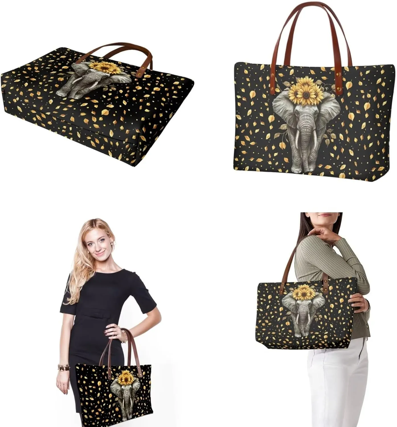 3 PCS Top Handle Tote Shoulder Bag for Women, Large Casual Handbag with Matching Wallet Cosmetic Case