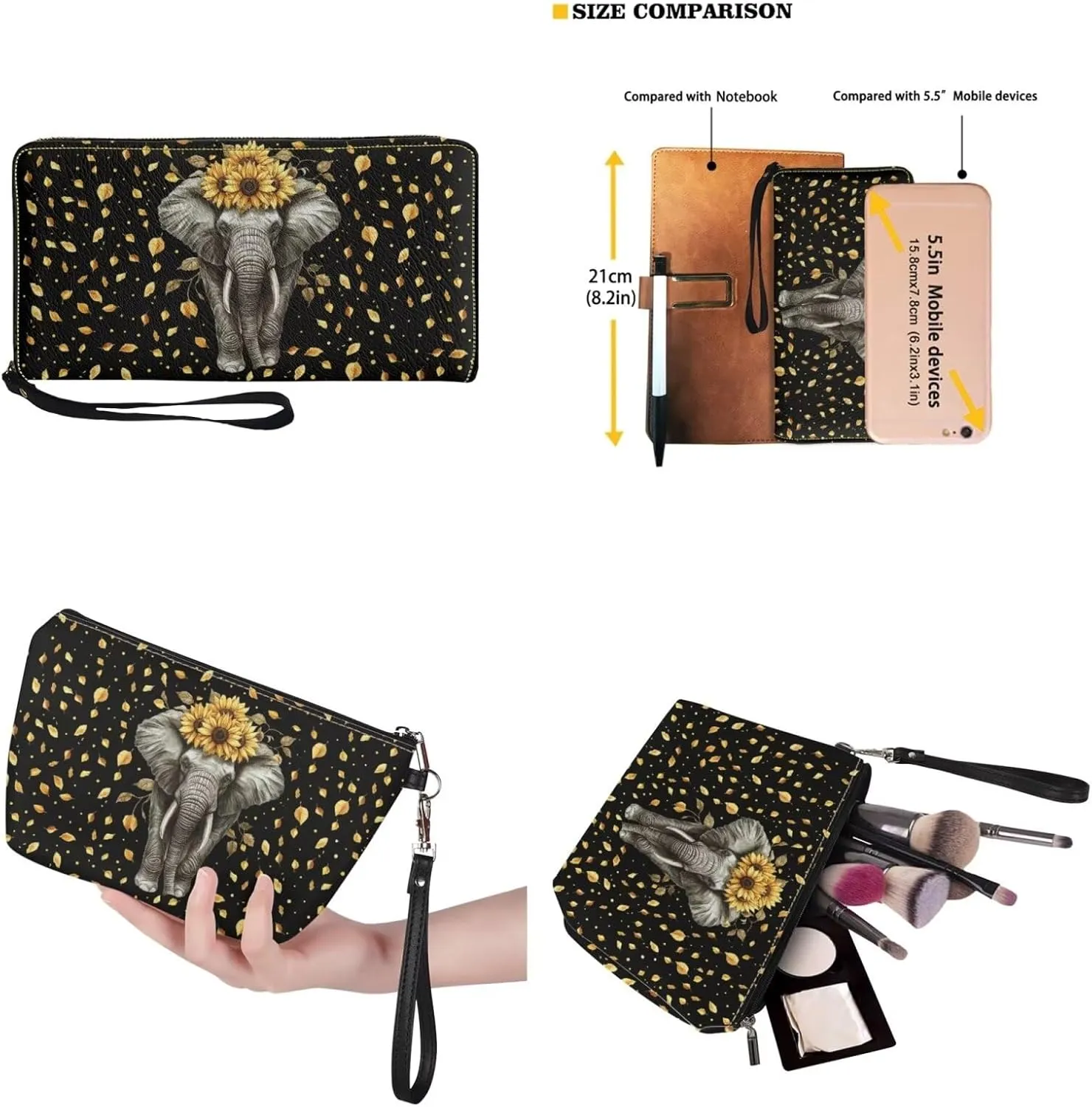 3 PCS Top Handle Tote Shoulder Bag for Women, Large Casual Handbag with Matching Wallet Cosmetic Case