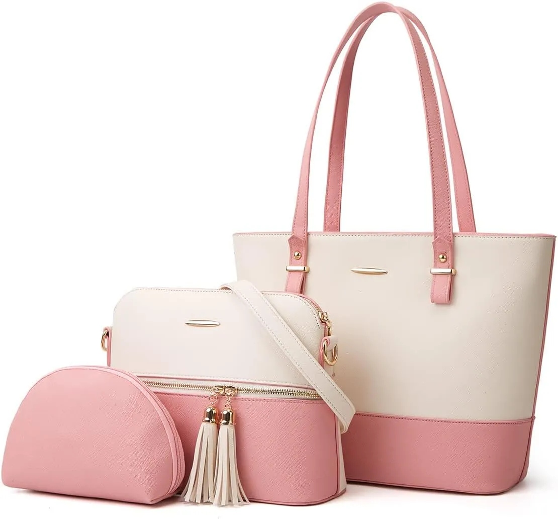 3 Pieces Set Shoulder Bags for Women Leisure Chic Purses and Handbags PU Leather Crossbody Bags Tote Bag for Women Work