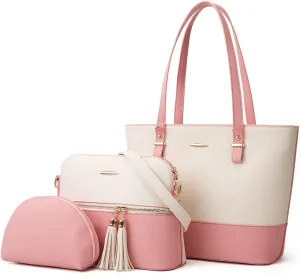 3 Pieces Set Shoulder Bags for Women Leisure Chic Purses and Handbags PU Leather Crossbody Bags Tote Bag for Women Work