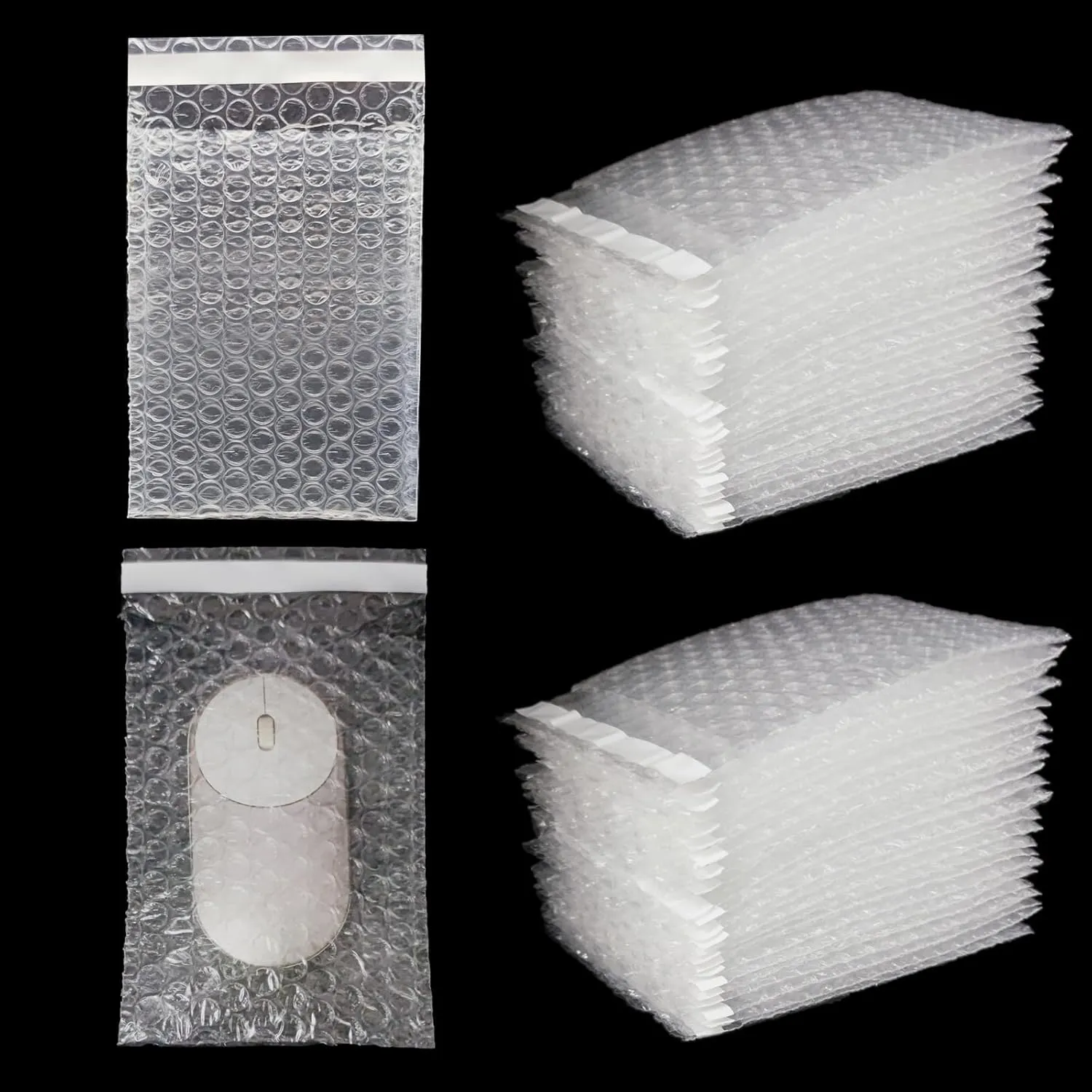 300 Pcs 4" X 6" Clear Self-Seal Bubble Wrap Pouches, Double Wall Bubble Cushioning Wrap Bag, Clear Bubble Bags Thickening Shockproof Bags for Small Business Moving Shipping Packaging Storage