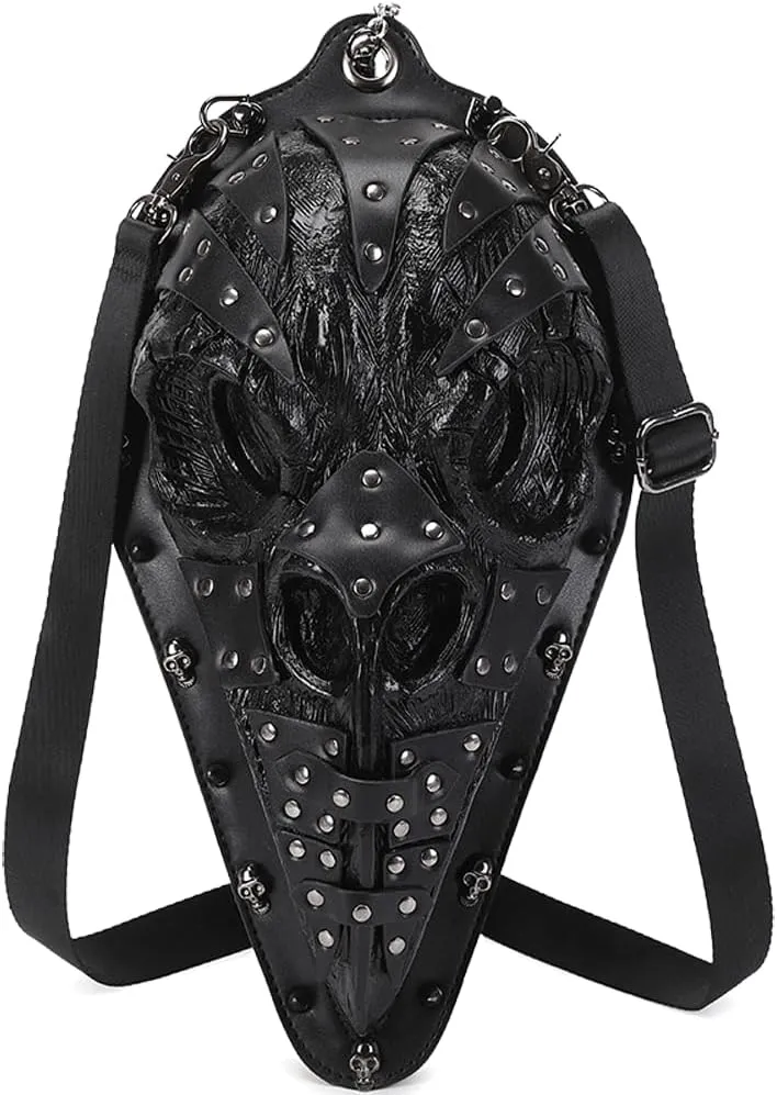 3D Backpack, Fashion 3D Studded Fashion Bird Mouth Shoulder Cross Body Bag, Chain Handle Bag (Black)