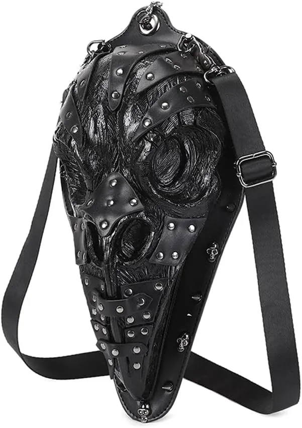 3D Backpack, Fashion 3D Studded Fashion Bird Mouth Shoulder Cross Body Bag, Chain Handle Bag (Black)