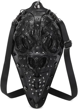 3D Backpack, Fashion 3D Studded Fashion Bird Mouth Shoulder Cross Body Bag, Chain Handle Bag (Black)