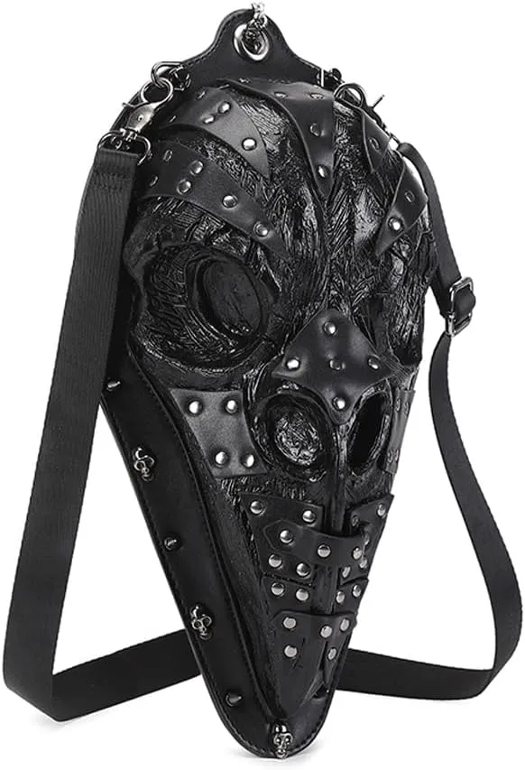 3D Backpack, Fashion 3D Studded Fashion Bird Mouth Shoulder Cross Body Bag, Chain Handle Bag (Black)