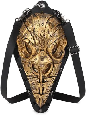 3D Backpack, Fashion 3D Studded Fashion Bird Mouth Shoulder Cross Body Bag, Chain Handle Bag (Gold)