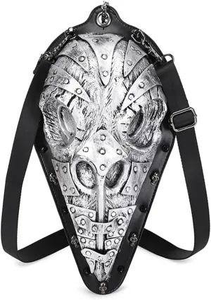 3D Backpack, Fashion 3D Studded Fashion Bird Mouth Shoulder Cross Body Bag, Chain Handle Bag (Silver)