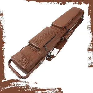 3x5 Hard Billiard Pool Cue Stick Carrying Case Leather Pool Cue Case Holds 3 Butts & 5 Shafts, with Adjustable Shoulder Straps ﻿ ﻿(Brown)