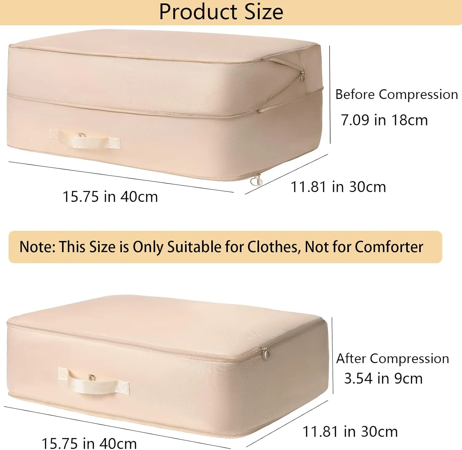 4 Pack Compression Bags for Storage,Ultra Space Saving Self Compression Organizer Bags,Sweater Organizer for Closet,Clothes Storage Bag (Beige,Large)
