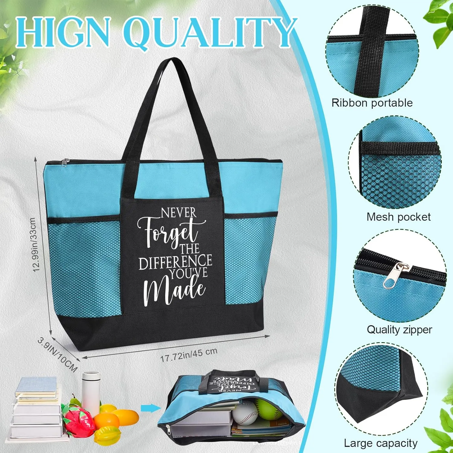 4 Pcs Nurse Appreciation Gift 16oz Glass Cup Tote Bag Makeup Bag Badge Reel Work Anniversary Thank You Baskets for Women Employee Teacher Coworker Staff Gift(Blue)