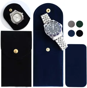 4 PCS Watch Travel Case for Men and Women Portable Velvet Watch Pouch Watch Storage Bag and Organizer (2BLACK 2BLUE)