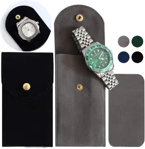 4 PCS Watch Travel Case for Men and Women Portable Velvet Watch Pouch Watch Storage Bag and Organizer (2BLACK 2GRAY)