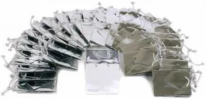 40 Silver Tote Bags Metallic Shopping Gift Display 3.5"