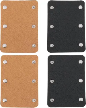 4PCS Handbag Handle Leather Wrap Covers 129x90mm for Shopping Bags Travel Bags Suitcases Handbags Wallets for Handbags Craft Making Supplies Black Brown