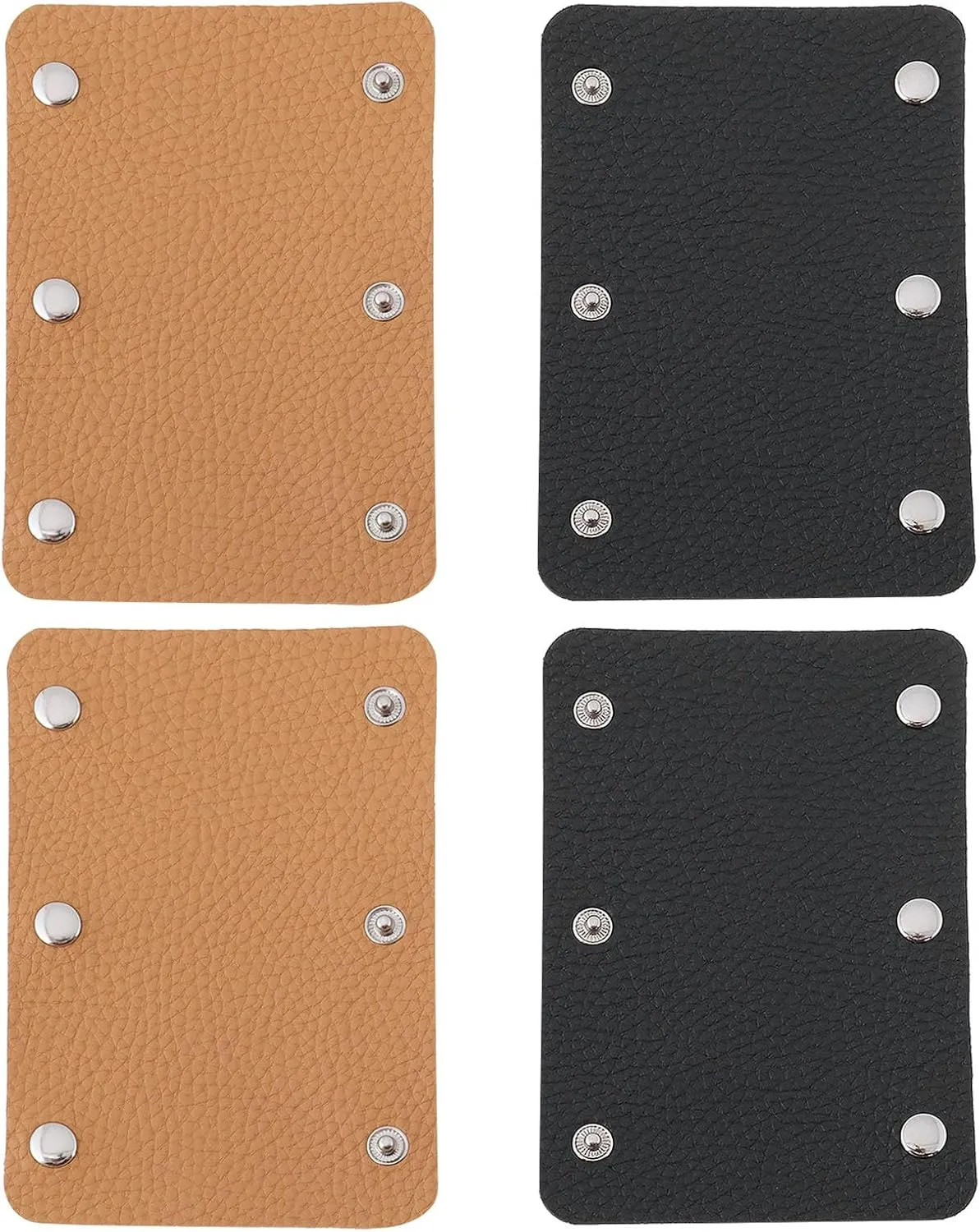 4PCS Handbag Handle Leather Wrap Covers 129x90mm for Shopping Bags Travel Bags Suitcases Handbags Wallets for Handbags Craft Making Supplies Black Brown