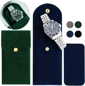 4PCS Watch Travel Case for Men and Women Portable Velvet Watch Pouch Watch Storage Bag and Organizer (2GREEN 2BLUE)