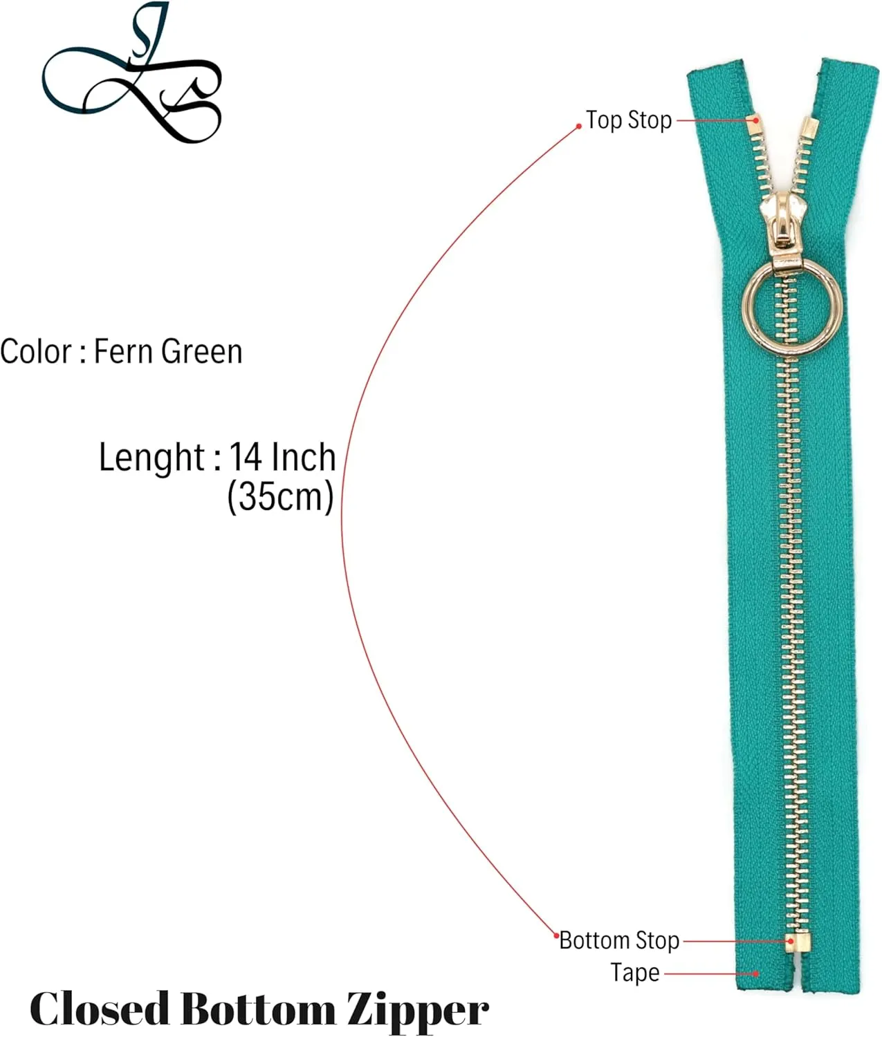 #5 Gold Metal Zipper - 50  Colors - 3 PCS - (4-14 inches) Sizes - Luxury Lightweight Handcraft Metal Zippers Gold Teeth for Purses Bags Pockets Shoes Sewing & Crafts DIY