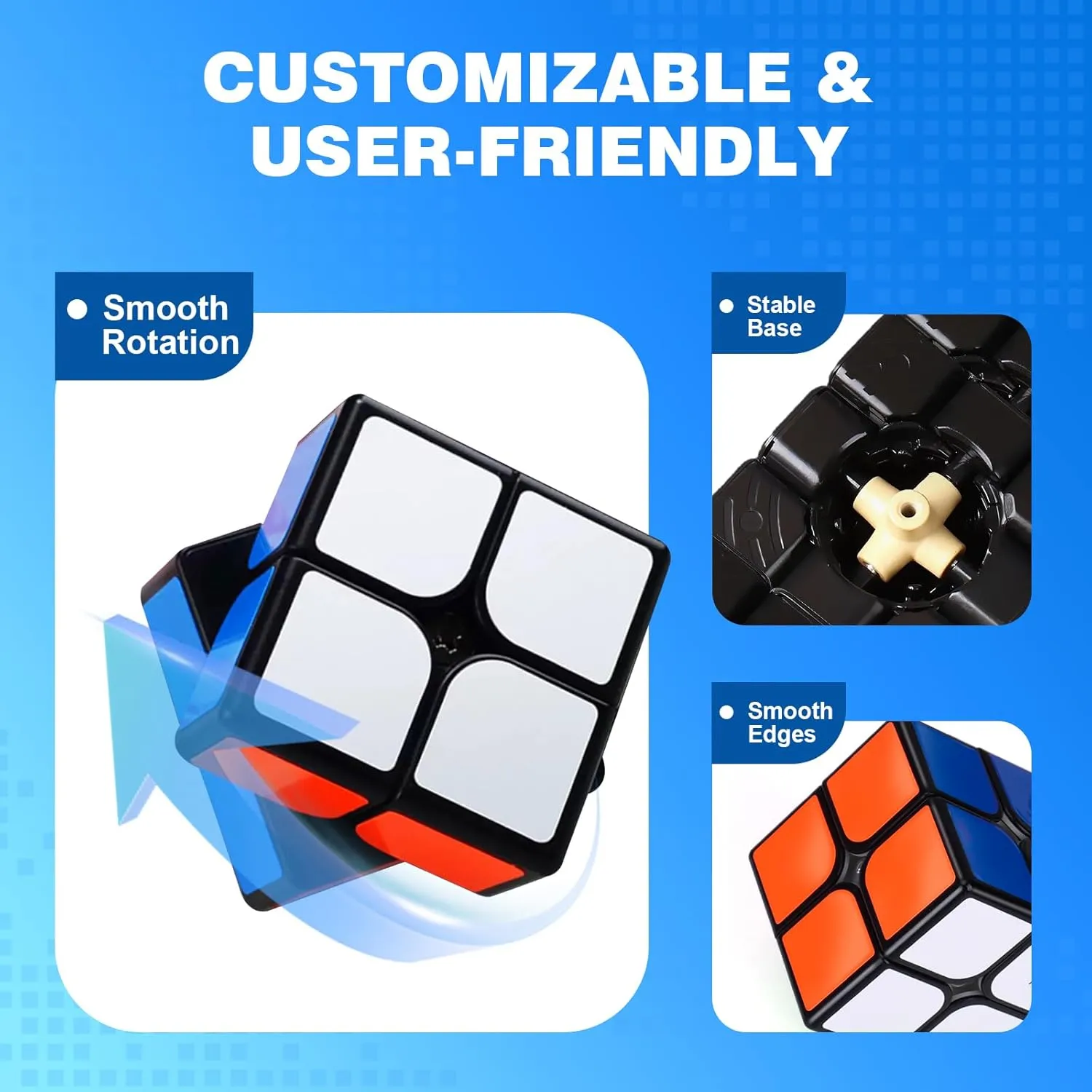 5 Pack Magic Cube Set - 2x2, 3x3, 4x4, Triangle Speed Cubes for Kids & Adults