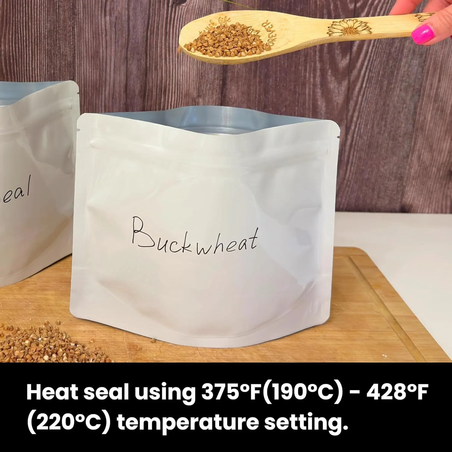 50 Pack 7.5 Mil White Mylar Stand Up Bags - 8.5x6.5 Inches Resealable Smell Proof Bag withstand Hot Water - Foil Sealable Zipper Food Storage Pouch - Glossy White