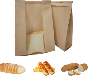 50 Pcs bread bag for homemade bread, bread bag sourdough paper,bread bag with window, sourdough bags for homemade bread,13.7x8.3x3.5 in,Large Bakery Bags,50 Cute Sealing Stickers with Tin Tie Tab Lock